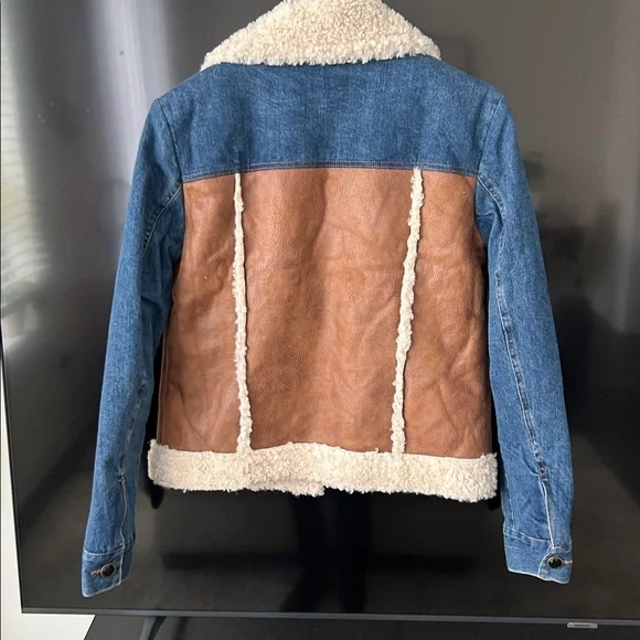 Desigual Daniela Sherpa Lined Denim & Faux Suede Patchwork Jacket EU Size 36 NWT - Picture 11 of 16